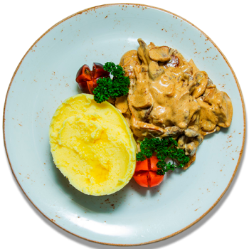 Бефстроганов с пюре